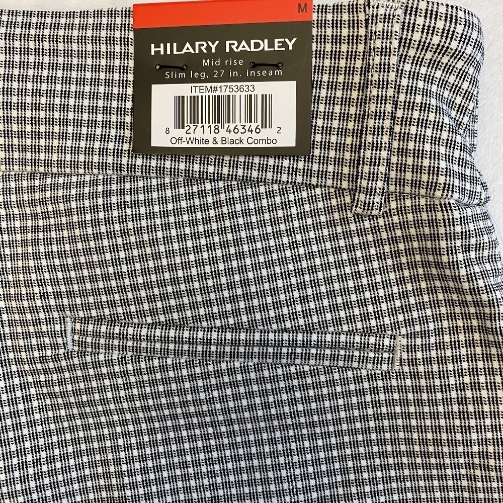 Hilary Radley Pull-On Ankle Pant, Slim, Pockets, Gray/White/Black, Medium, NWT - Picture 7 of 16